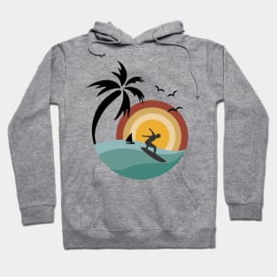 Retro Sun Ocean View Surfer Hoodie